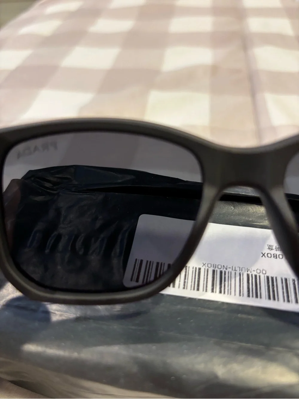 Prada Linea Rossa Black Rectangle Sunglasses Red Logo
